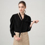 온앤온 퍼프 슬리브 타이 블라우스 NEW5XB285