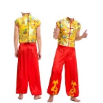 댄스복 고고 아랑 장구 난타 무대의상 공연복 알라딘 바지 세트 실크 패턴 남성 반팔 S 1개