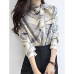 키리앙 이테르 리본넥 패턴 블라우스