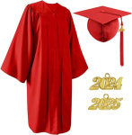 남녀공용 무광 모자 가운고등학교 대학 졸업용 술 달린 2025데믹 원피스 교복