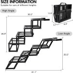 자동차용 DGSL 도그 램프 4단계 접이식 계단 알루미늄 검은색 최대 250파운드 지원 16 9In-4 Steps