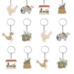 빈티지 파머스 마켓 아크릴 열쇠고리 그녀는 시장에서 갓 나온 신선한 선물 야채 과일 치킨 파티 손님을 위한 농장 시장 생일 베이비 샤워 장식