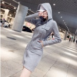 더블제이플러스 여성용 미니 원피스 후드 집업 긴팔 L J0693