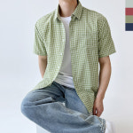 ACC 시즌 보이 4색상 시어서커 여름용체크패턴 숏티 캐주얼셔츠 블라우스 WFJJMT4