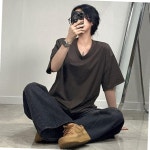 여성 오버핏 브이넥 반팔 박스 티 여자 V넥 기본 루즈핏 박시티 여름 무지 레이어드