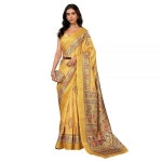 Janasya 여성용 인도 사리 샹데리 실크 축제 칼람카리 스티치되지 않은 블라우스 2528999