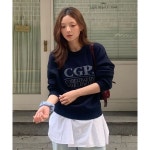 코드그라피 CGP 우먼 스퀘어 로고 니트 다크네이비