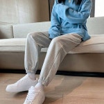 바지조거팬츠 집앞 마트 주말 외출 홈웨어 겨울 기모 조거 팬츠 룩