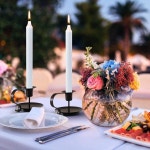 블랙 메탈 테이퍼 캔들 홀더 2종 세트 캔들용 손잡이가 빈티지 챔버스틱 홀더 테이블 장식용 농가 러스틱 할로윈 크리스마스 장식 A