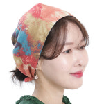 프린트 양면 삼각두건 청록 H1603