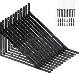 나사가 12팩 L16 x H 10 헤비 듀티 선반 브래킷 90도 삼각형 검은색 금속 L 브래킷 400x250mm