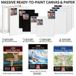 프렌치 이젤이 포함된 188Pc 올인원 아트 페인팅 키트 96 아크릴 수채화 유화 세트 성인 예술가 초보자를 위한 완벽한 세트