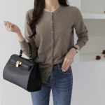 제니트 여성용 오븐소프트 라운드넥 데일리룩 베이직 긴팔 니트 가디건 g1279 연브라운