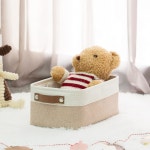 HNZIGE 선반 옷장 세탁소 용 방 선물용 장식 바구니를 정리할 수 작은 패브릭 바구니 6팩 비어 있음 화이트앤카키 11 8 x 7 8 5 1