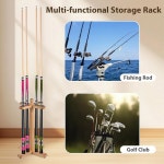 풀 스틱 홀더 골프 클럽 랙 바닥 스탠드 큐 홀더 목재 독립 보관 당구 랙 8개의 또는 클럽을 고정하고 룸 랙을 쉽게 조립할 수 있습니다