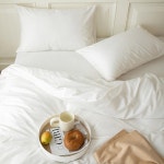 화이트 호텔이불커버 싱글장 150x200 하나의 순면 4종 침대 민박 순백색 1 홑이불세트