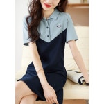 패션고리 여성 카라넥 캐주얼 반팔 원피스 L H1081