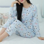 여성 피치 잠옷 상하세트 피치기모 홈웨어 파자마 세트