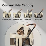 소형 소형견 고양이용 4륜 반려동물 유모차 분리형 캐리어 보관 바구니 원클릭 접이식 컴팩트 휴대용 3 in 1 다기능