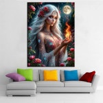 자수 엘프 여자와 꽃 그림 페인팅 크로스 바느질 홈 장식 1 J4666-1