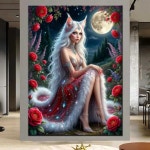 자수 엘프 여자와 꽃 그림 페인팅 크로스 바느질 홈 장식 1 J4666-1