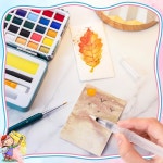 프루디우트 수채화 물감 세트 50가지 수채화 종이 팔레트 브러시가 포함된 수채화 세트 성인 어린이 초보 아티스트에게 이상적입니다