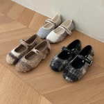 배색 퍼소재 스트랩 포근한 메리제인 슈즈 5FW 배색퍼 스트랩디자인 여성슈즈 겨울슈즈