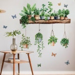 iMagitek 3D 화분 그린 식물 선반 벽 데칼 열대 다육 스티커 거실 주방 홈 데코용