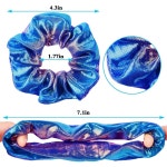 여자들을 위한 반짝이는 메탈릭 스크런치 귀여운 탄력 헤어 밴드 포니테일 홀더와 체육관 댄스 파티 클럽을 선물 가방 Rainbow Colors