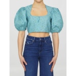 GANNI 플로럴 프린팅 퍼프 블라우스 F7729