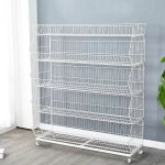 정리대 선반 보관 과자 4단 이동식 약국 진열대 두꺼운 철제 1 이중화이트46