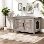 홈헤디 고양이 쓰레기통 인클로저 헛간 문이 나무 화장실 가구 반려동물 집 대부분의 쓰레기통에 적합 그레이지