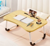 접이식 베드 테이블 트레이 좌식 컵홀더 침대책상 우드베이지