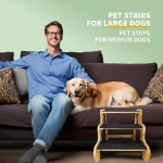 작은 강아지를 위한 강아지 계단 소파 침대 자동차를 3단계 대나무 나무 개 반려견 고양이 계단 경사로 최대 160파운드까지 견딜 수 있습니다