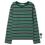 미쏘 여성용 멀티 스트라이프 면 긴팔 티셔츠 L 100 40 GREEN