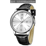 OLEVS Mens Watches Minimalist BrownBlack Leather Band Dress Waterproof Analog Quartz wit YKS-S-G5566
