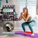 HIEE 덤벨 랙 케틀벨용 웨이트 요가 운동 장비 보관 홀더 바퀴 후크 메쉬 탑이 홈 짐 320lb