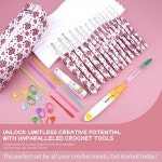 위벳푸 크로셰 후크 세트 14개 손고무 바늘 2 B -10mm N 관절염 손 로즈 메탈 뜨개질 바늘을 위한 유선형 보관 케이스