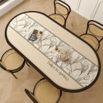 해피유통 모던 스타일 방수 식탁보 긴 테이블 매트 사각형 디자인 캔버스 소재 레스토랑 주방 장식 lmy N-4 1개