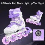 여아용 조절 가능한 롤러 스케이트 가벼운 바퀴를 가진 여아 인라인 초급 야외 실내용 10대용 스케이트