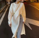 트임 포인트 롱 니트 루즈핏니트 원피스 레이어드원피스 롱티셔츠 트임티셔츠