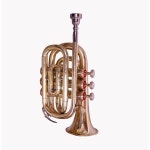 학생 초보자를 위한 퀸 브라스 B-플랫 포켓 트럼펫 7C 마우스피스 휴대용 케이스 연습 여행용 컴팩트 악기