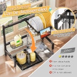 싱크대 식기 건조대 위의 ADBIU 확장 가능한 높이와 길이 스냅온 디자인 2단 대형 선반