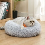 제이제이펫 반려동물 침대 도넛 방석 강아지 고양이 쿠션 배개 라이트그레이 L