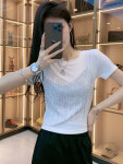 반짝이 티셔츠 슬림 반팔 댄스복 댄스 상의 라인 L