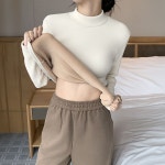 여성 반목 목티 겨울 융털 기모 반폴라티 긴팔티셔츠