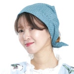 도트 면 삼각 두건 H2018