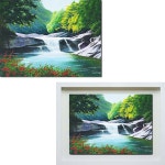 그린 진품 그림 풍수에좋은 물 풍경화 생기 유화 그림 부자되는 물 풍경 액자 현관 침실 거실 사무실 3번 화이트액자