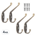 철물대장 벽옷걸이 후크 2구 슬림몽돌 4p 세트 피스고정형 5세트 엔틱