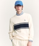 헤지스 헤지스 24FW 스테디셀러 크림 컬러배색 면 긴팔티셔츠 LE1220160462